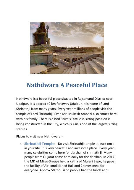 Nathdwara A Peaceful Place