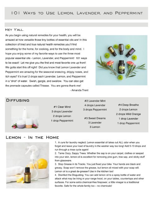 101 Ways To Use Lemon Lavender And Peppermint