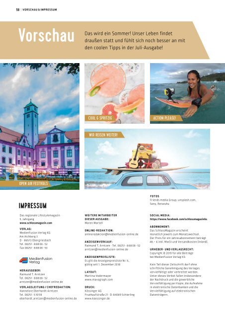 SchlossMagazin Juni 2019 Bayerisch-Schwaben und Fünfseenland