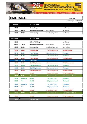 Berlin-Grünau Zeitplan