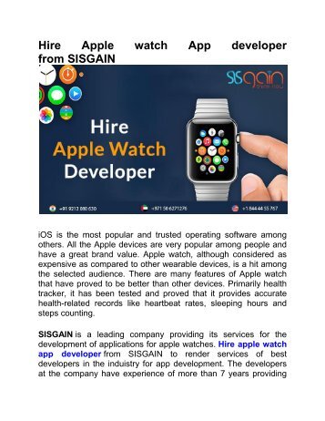 Hire Apple watch developer near you in USA | SISGAIN