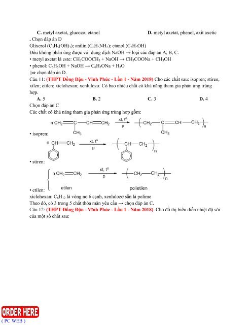 Câu hỏi trắc nghiệm lý thuyết môn Hóa Học theo chuyên đề tách từ đề thi thử 2018 Lớp 11 chuyên đề Hữu cơ có lời giải chi tiết