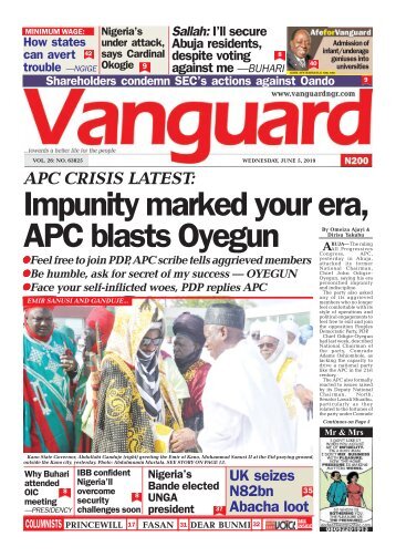 05062019 - APC CRISIS LATEST: Impunity marked your era, APC blasts Oyegun