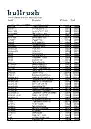 Wholesale Price List- BullRush Spring Summer 19-20