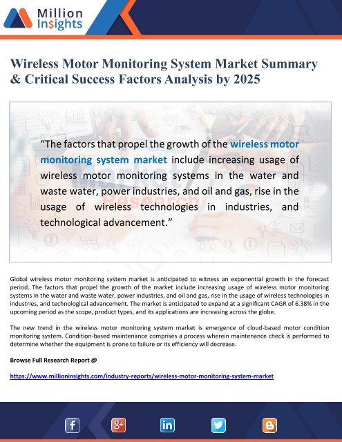 Wireless Motor Monitoring System Market Summary and Analysis by 2025