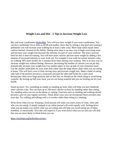 Weight Loss and Diet - 5 Tips to Increase Weight Loss