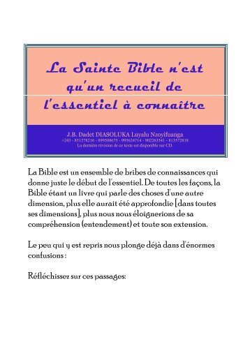 La Sainte Bible n’est qu’un recueil de l’essentiel à connaître
