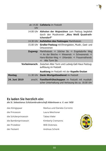 Festschrift 2019 • St.Sebastianus Schützenbruderschaft Aldenhoven