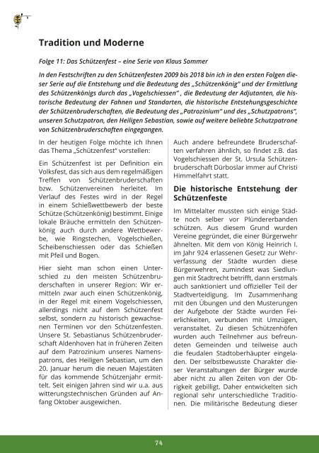 Festschrift 2019 • St.Sebastianus Schützenbruderschaft Aldenhoven