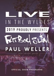 Live in The Wyldes Presents Fatboy Slim/Paul Weller & Special Guests- Official Programme 2019