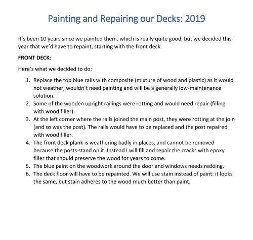 2019 Deck Project