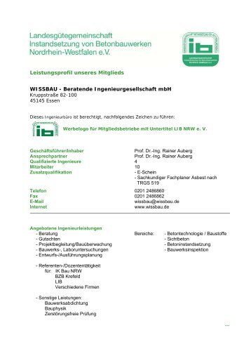 WISSBAU Beratende Ingenieurgesellschaft mbH - LIB NRW