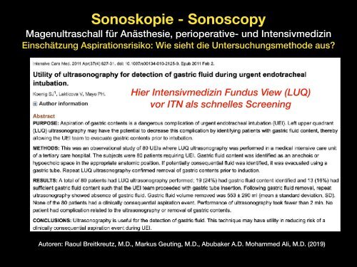 Magenultraschall - Gastric Content Exam