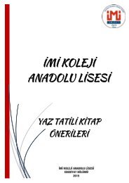 İMİ KOLEJİ ANADOLU LİSESİ YAZ TATİLİ ÖNERİ KİTAP LİSTESİ