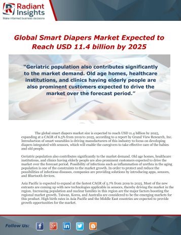 Global Smart Diapers Market Expected to Reach USD 11.4 billion by 2025