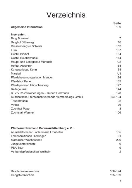 Fohlenschaukatalog Warmblut 2019 I Pferdezuchtverband Baden-Württemberg