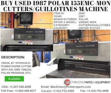 Buy Used 1987 Polar 155EMC-MON Cutters/Guillotines Machine