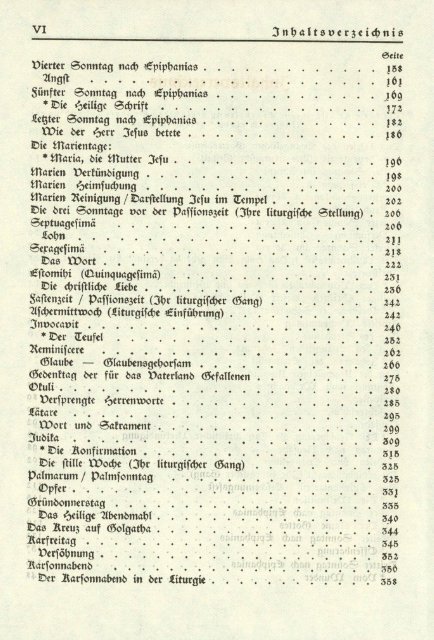 Das Kirchenbuch für die Gemeinde: Inhaltsverzeichnis