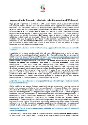 Rapporto Commissione EAT Lancet