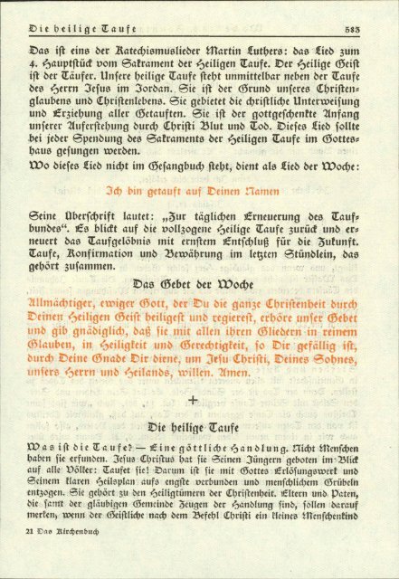 Das Kirchenbuch für die Gemeinde