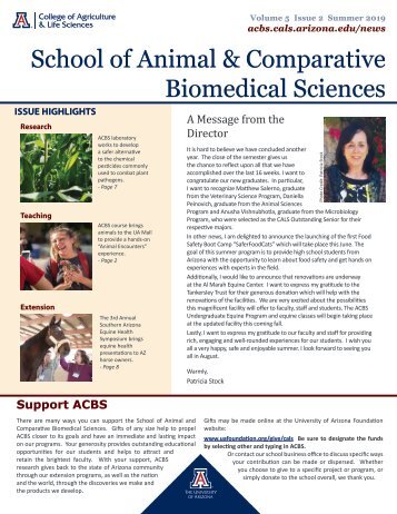 UArizona ACBS Newsletter Summer 2019