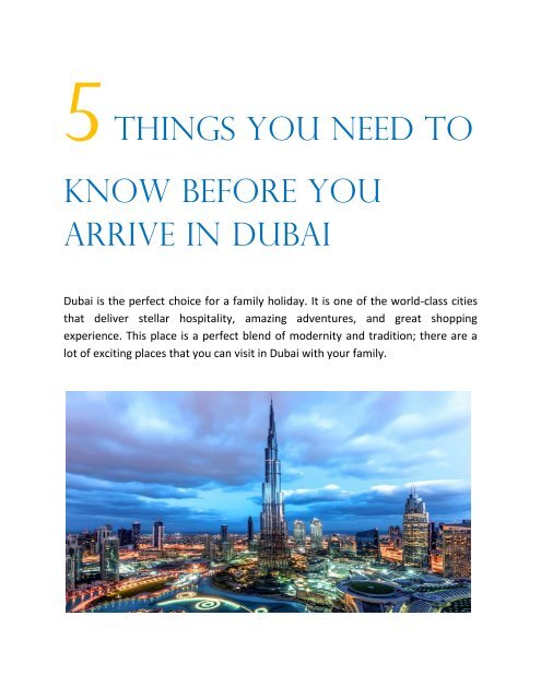 5 Things You Need to Know Before You Arrive in Dubai
