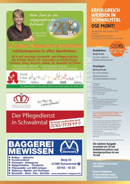 OSE MONT Juni 2019 - Schwalmtals Gemeindejournal - Infos aus der Region