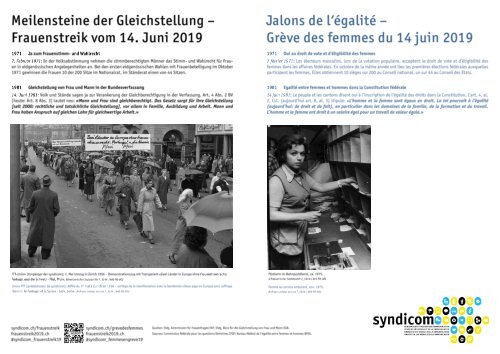 Meilensteine der Gleichstellung - Frauenstreik vom 14. Juni 2019 / Jalons de l'égalité - Grève des femmes du 14 juin 2019