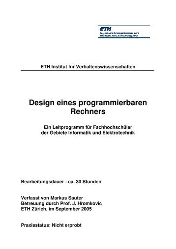 Design eines programmierbaren Rechners, 2005 - ETH Zürich