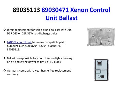 89035113 Xenon Headlight Ballast by Xenons4u