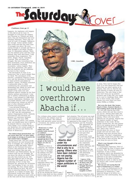 sat 15062019 I would Have Overthown Abacha If