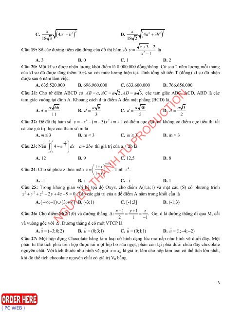 Bộ đề dự đoán kì thi THPT Quốc Gia năm 2019 chuẩn (Kèm lời giải) môn Toán