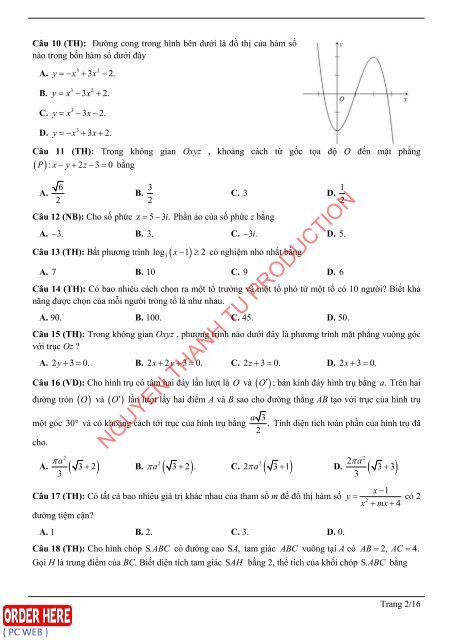 Bộ đề dự đoán kì thi THPT Quốc Gia năm 2019 chuẩn (Kèm lời giải) môn Toán