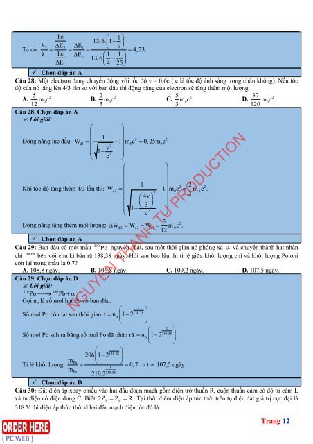 Bộ đề dự đoán kì thi THPT Quốc Gia năm 2019 chuẩn (Kèm lời giải) môn Vật Lý