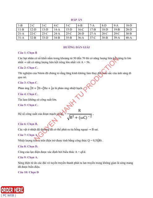 Bộ đề dự đoán kì thi THPT Quốc Gia năm 2019 chuẩn (Kèm lời giải) môn Vật Lý