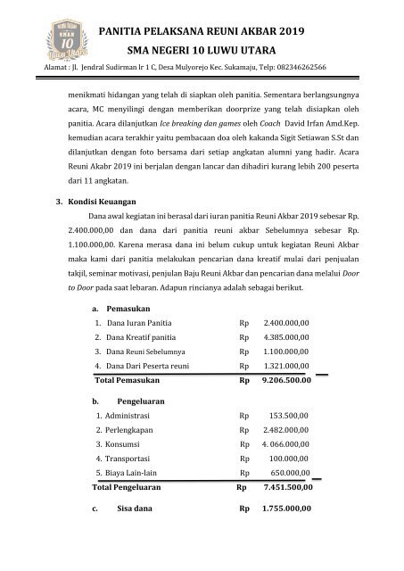 Laporan Pertanggungjawaban Reuni Akbar