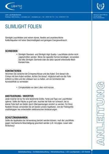 Anleitung Slimlight Leuchtfolie