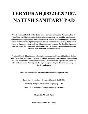 TERMURAH,082214297187,NATESH SANITARY PAD