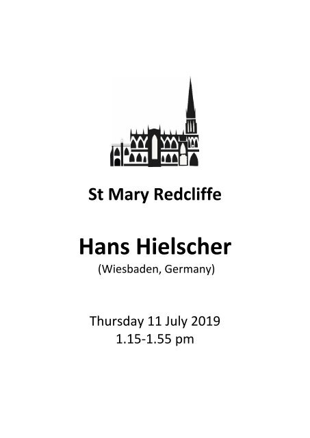 Lunchtime at Redcliffe - Free Organ Recital Featuring Hans Hielscher