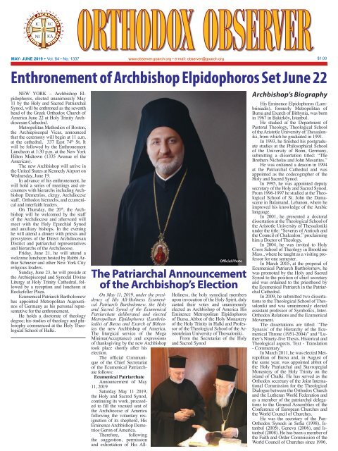 May-June 2019 ORTHODOX OBSERVER