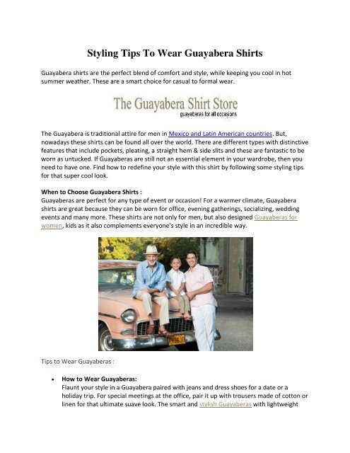 Styling Tips To Wear Guayabera Shirts