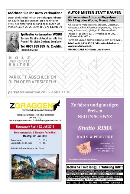 Schwyzer Anzeiger – Woche 25 – 21. Juni 2019