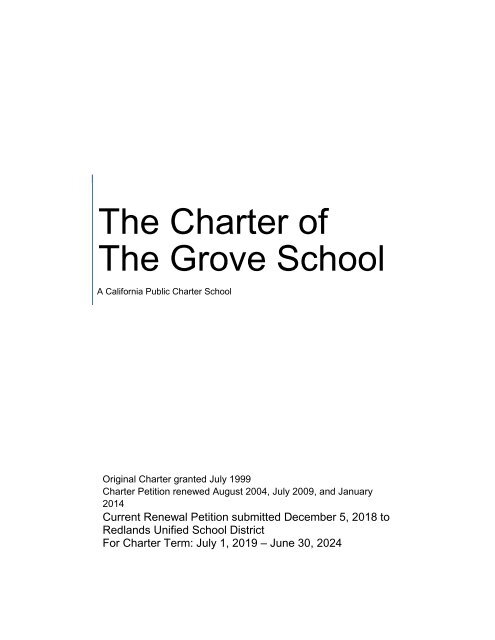 Grove School Renewal Charter FINAL Version - 2019