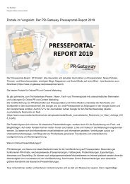 Portale im Vergleich: Der PR-Gateway Presseportal-Report 2019