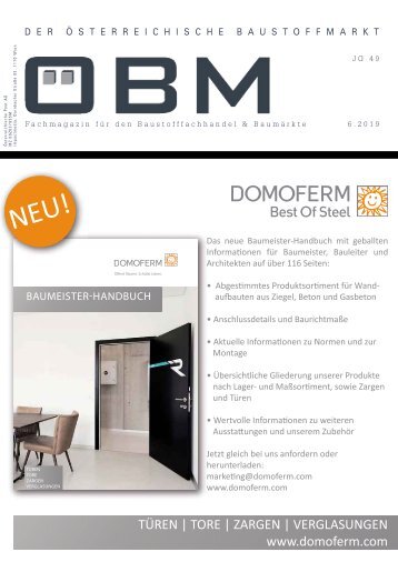 2019-6 OEBM Der Österreichische Baustoffmarkt - DOMOFERM Best Of Steel