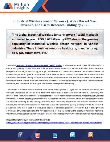 Industrial Wireless Sensor Network (IWSN) Market Size, Revenue, End Users, Research Finding by 2025