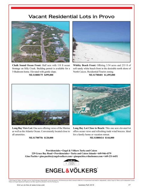 Turks & Caicos Islands Real Estate Summer/Fall 2019