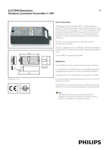 LLC7040 Datasheet Outdoor Luminaire Controller ... - Philips Lighting