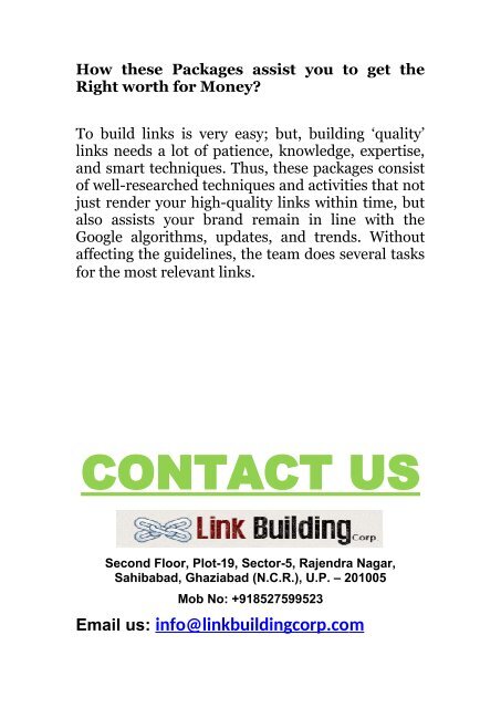 How does the Link Building Packages affect your business growth