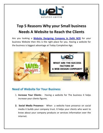 Top 5 Reasons Why your Small business Needs A Website to Reach the Clients